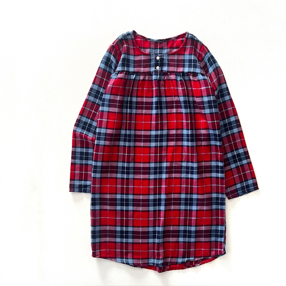 Lands’ End Red/Blue Plaid Flannel Nightgown Girls Size 16